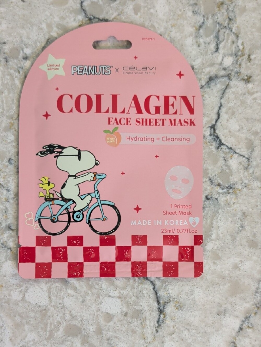Peanuts x Celavi Collagen Face Sheet Mask Hydrating + Cleansing